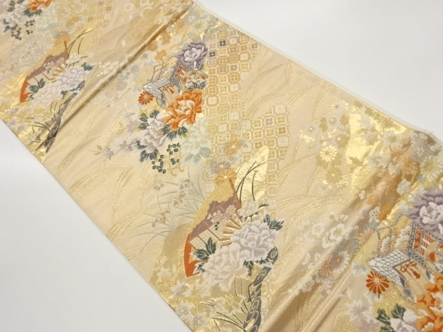 JAPANESE KIMONO / FUKURO OBI / SILK / WOVEN TRADITIONAL PATTERN